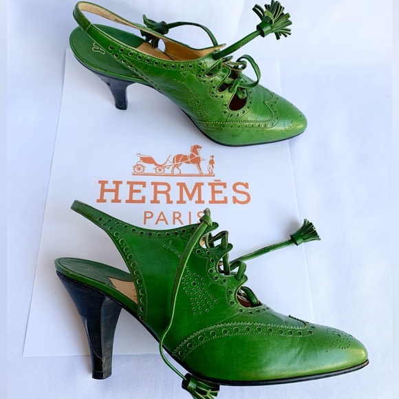 Hermes Shoes - Hermés Green Shoes 35